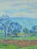 Tableau ancien impressionniste paysage arboré du pays basque vers 1930 - Miniature 1