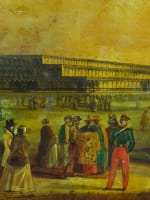 Ancien tableau peint tôle Exposition Universelle XIXe Chine Voyage Londres - Miniature 1