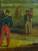 Ancien tableau peint tôle Exposition Universelle XIXe Chine Voyage Londres - Miniature 5