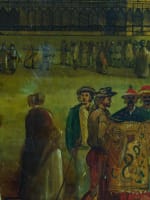 Ancien tableau peint tôle Exposition Universelle XIXe Chine Voyage Londres - Miniature 9