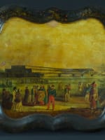 Ancien tableau peint tôle Exposition Universelle XIXe Chine Voyage Londres - Miniature 16