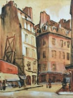 Tableau ancien vue de la rue Saint Jacques 5e Paris Art Deco Cesar Bron Vlaminck - Miniature 1