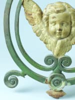 Ancien parement de chapelle anges aux ailes déployées doré XVIIIe patiné bronze - Miniature 8