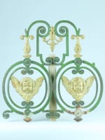 Ancien parement de chapelle anges aux ailes déployées doré XVIIIe patiné bronze - Miniature 11