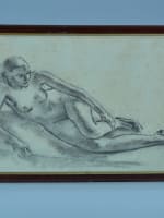 Ancien tableau dessin Maurice Asselin jeune femme nue allongée école de Paris - Miniature 1