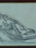 Ancien tableau dessin Maurice Asselin jeune femme nue allongée école de Paris - Miniature 2