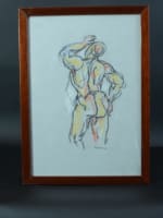 Beau dessin ancien homme nu de dos signé Alessandri Arles nude man drawing sign - Miniature 1