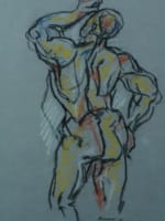 Beau dessin ancien homme nu de dos signé Alessandri Arles nude man drawing sign - Miniature 2