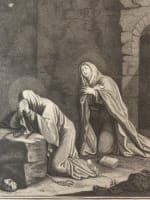 Belle gravure ancienne portrait de Sainte Françoise Romaine et sa compagne - Miniature 1