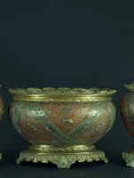 Ancienne garniture bronze François 1er lampe à pétrole jardinière sv Lievre 19e - Miniature 4