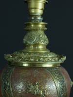 Ancienne garniture bronze François 1er lampe à pétrole jardinière sv Lievre 19e - Miniature 11