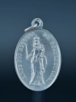 Cute French silver religious medal, pendant, Our Lady of good Help of Beaulieu - Miniature 1
