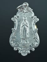 19thc cute religious medal pendant silver Virgin Lourdes signed Penin Poncet - Miniature 1