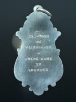 19thc cute religious medal pendant silver Virgin Lourdes signed Penin Poncet - Miniature 2