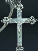 19thc fine large religious pectoral cross sterling silver & mother of pearl - Miniature 2