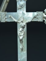 19thc fine large religious pectoral cross sterling silver & mother of pearl - Miniature 3