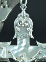 19thc gorgeous large religious pectoral cross sterling silver & mother of pearl - Miniature 6