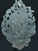 Large Sterling Silver superb Communion Religious Medal French Pendant 1892 - Miniature 5