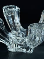 Art Deco Modernist Glass Val Saint Lambert 2 table candelsticks 8 Candels Crystal - Miniature 2