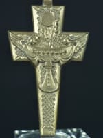 Gorgeous Modernist religious bronze pectoral cross by Tschudin Art Deco Angels - Miniature 2