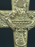 Gorgeous Modernist religious bronze pectoral cross by Tschudin Art Deco Angels - Miniature 3