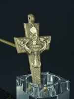 Gorgeous Modernist religious bronze pectoral cross by Tschudin Art Deco Angels - Miniature 5