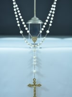 Rare Art Nouveau 1925 Sainte Theresa of Jesus Child Rosary Mother of pearl & brass - Miniature 1