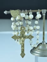 Rare Art Nouveau 1925 Sainte Theresa of Jesus Child Rosary Mother of pearl & brass - Miniature 3