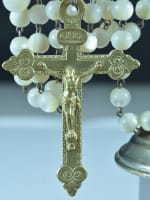 Rare Art Nouveau 1925 Sainte Theresa of Jesus Child Rosary Mother of pearl & brass - Miniature 4