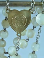 Rare Art Nouveau 1925 Sainte Theresa of Jesus Child Rosary Mother of pearl & brass - Miniature 7