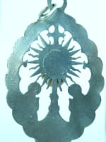 Antique bronze religious medal pendant Guardian angel of the Most Holy Sacrament - Miniature 4