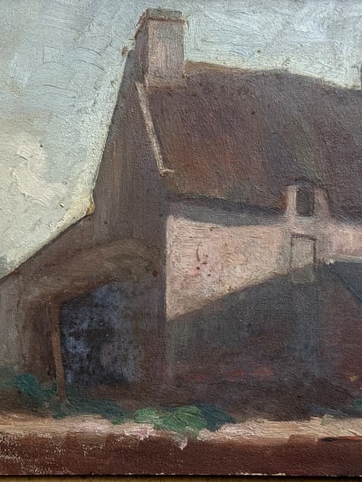 Ancien tableau maison village breton marine Bretagne ent. Édouard Doigneau n°4