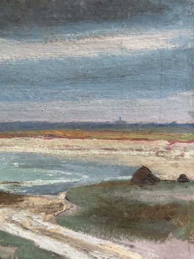 Ancien tableau peintre breton marine ciel rivage entourage Édouard Doigneau n°1