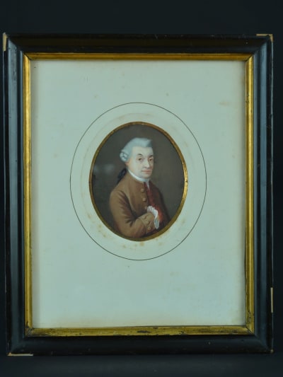 Ancien tableau portrait homme perruque Toulon Jean-Evariste Bertolusso XVIIIe