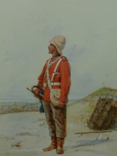 Tableau ancien Olivier Pichat orientaliste armé Napoléon retour Egypte portrait