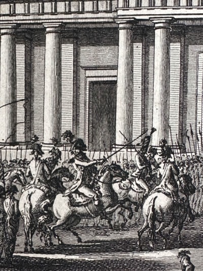 Ancienne gravure portrait Royal Louis XVI translation Temple révolution