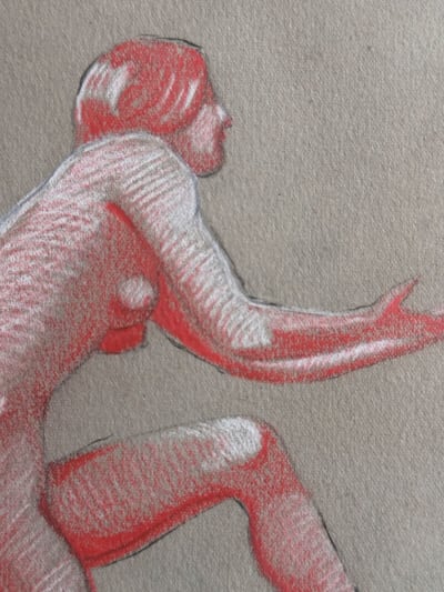 Ancien dessin portrait jeune femme nue danseuse école Chicago art nouv V.M LLONA