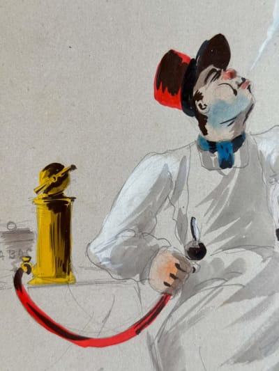 Ancien tableau pipe turque tabac narguilé chicha collection signé Robert XIXe