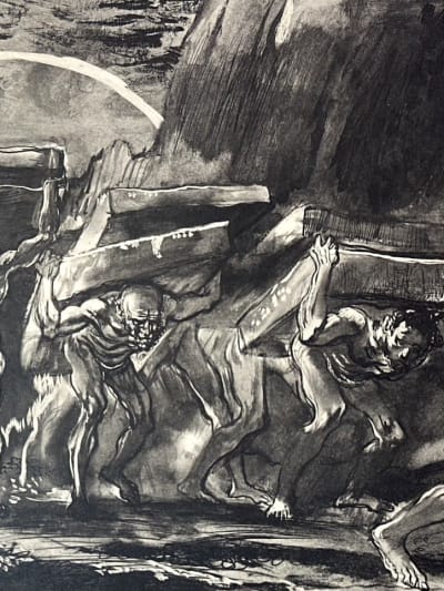 Lithographie, Eddy, Legrand l'enfer de Dante homme Divine Comédie