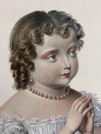 Ancienne gravure portrait de mademoiselle d'Artois Besselman chez Bulla