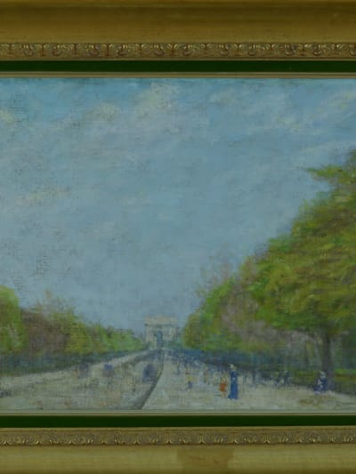 Beau tableau impressionniste Paris Arc de triomphe Champs-Élysées animé XIXe