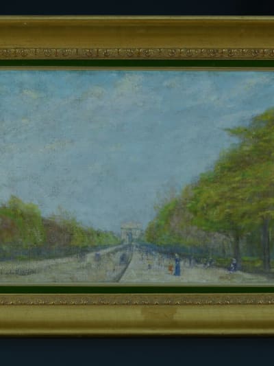 Beau tableau impressionniste Paris Arc de triomphe Champs-Élysées animé XIXe