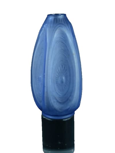 Beau vase Sabino les Alvéoles verre bleu Kappa 1930 art déco glass Lalique