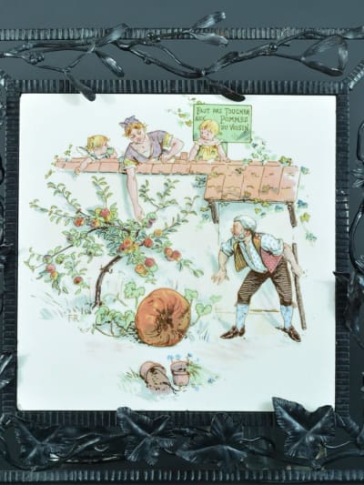 Rare dessous de plat art nouveau fer forgé enfant Richard Sarreguemines UC