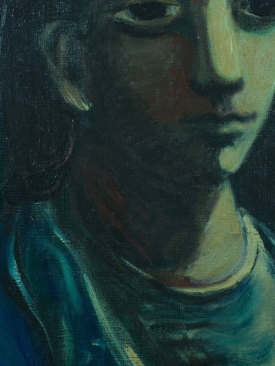 Beau tableau ancien portrait de jeune fille Sylvain Vigny expressionniste Nice XXe