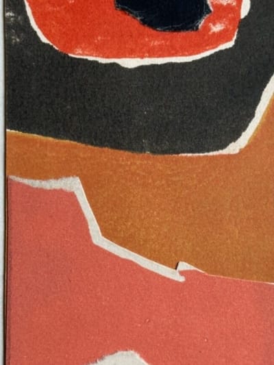 Tableau ancien Antonio Guansé abstraction couleurs art moderne 1966 collage