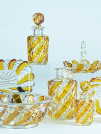 Ancien ensemble de toilette en cristal St Louis Baccarat parfum flacons bijoux