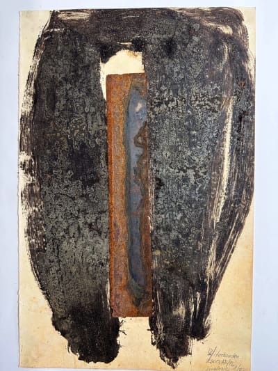 Beau tableau art moderne abstraction métal et pigment Mauricio Escovar Colombie