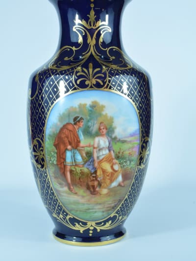 Grand vase ancien porcelaine Limoges Château des Étoiles scène galante Antique