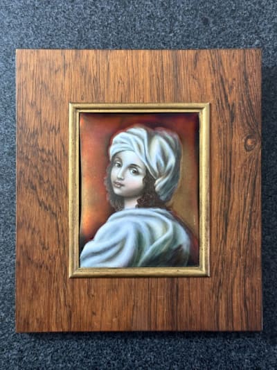 Ancien émail de Limoges portrait jeune femme Guido Reni Béatrice Cenci émaux